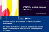 L’INRIA, institut français des STIC - Agropolis Fondation - Fondation de .... Jean... · 2008-11-19 · Développer des outils d’aide à la décision: lois de commande, ... son