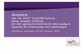 Xe Conférence des chefs d’État et de gouvernement … · XIIIe Conférence des chefs d’État et de gouvernement des pays ayant le français en partage Montreux (Suisse), 22-24