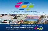 « La crise, une opportunité pour agir durablement sur … · Montpellier - les 19, 20 et 21 juin 2013 7ème Université d’été emploi, compétences et territoires 1 9, 2 0 e