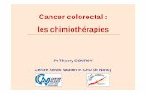 Cancer colorectal : les chimiothérapies · à base de 5-Fluorouracile (5-FU) en perfusion continue Efficacité évaluée tous les 2-3 mois: chirurgie secondaire si possible Chimiothérapie