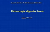 Auteur: K.T. Douidi - univ-sba.dz · Hémorragie digestive haute ... ENDOSCOPIE ET HEMORRAGIE HAUTE CAUSES FREQUENTES (80 %) Ulcère GD HTP Ulcérations diverses Œsophagitepar reflux