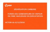 SÉGRÉGATION CARBONE FONDS DES … · Historique du dossier ségrégation carbone des GV du parc • Septembre 2015 : AREVA et EDF ont communiqué simultanément à l’ASN que leur