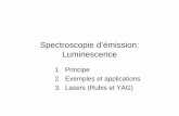 Spectroscopie d’émission: Luminescenceimbg-grenoble.fr/cours/3-Luminescence.pdf · Spectre de luminescence • Durée de vie de l’état excité suffisante • Rendement quantique