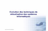 Evolution des techniques de virtualisation des systèmes ... · z/OS Ad. Sp., i5/OS Sous-système. Solaris Containers ... Optimisation et mutualisation des ressources Gain d’espace