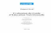 Evaluation du Guide - UNICEF · II-2-4.6- Synthèse globale des sessions de formations assurées aux animatrices II-2-5- Analyse du programme de formation au profit des bénéficiaires