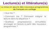 Lecture(s) et littérature(s) - Argos 2.0 · œuvresdu patrimoine (principalement français et francophone, mais aussi européen, méditerranéen ou plus largement mondial).