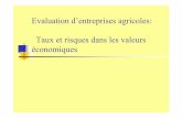 Evaluation ’ agricoles: Taux et risques dans les valeurs ... · Taux de capitalisation = taux sans risque ... INTERNES • ’ / EXTERNES A ’ / TRANSFERTS REALISABLES risque constant