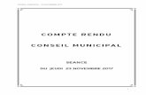 CONSEIL MUNICIPAL – 23 NOVEMBRE 2017cdn1_3.reseaudesvilles.fr/cities/109/documents/g6ffodizcm1w788.pdf · 4- Rapport d’observations définitives de la Chambre Régionale des Comptes