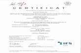 SCESp 038 CERTIFICAT - Accueil - Sylvain & CO · IFS Food Version 6, avril 2014 niveau supérieur NO d'enregistrement du certificat . Date de l'audit : Date d'attribution du certificat