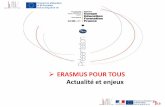 ERASMUS POUR TOUS Actualité et enjeux - Agence … · Les enjeux pour l’enseignement supérieur ... entrantes et sortantes (ex action 2 Erasmus ... transparence des opportunités
