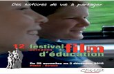 festival film education 16 depliant · Master Class Cité orientée jeudi 1 er décembre à 9h Jean Rousselot webdocumentaire, France adolescence s f e une place en France ! Demandez