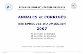 ANNALES et CORRIGÉS - alexandre.sicard.free.fralexandre.sicard.free.fr/kine/annales kine/ADERF/aderf 2007.pdf · Quelle est la proposition exacte concernant les critères d’appartenance