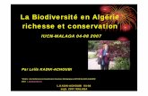 La Biodiversité en Algérie richesse et conservation€¦ · problèmes environnementaux, écologiques, génétiques, économiques, sociaux, culturels et éducatifs. • Cependant
