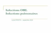 Infections ORL Infections pulmonaires - IFSI DIJON … · L'otite séro-muqueuse(OSM) : épanchement rétrorympanique sans inflammation ni otalgie, ni signes généraux. Otite moyenne