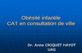 Obésité infantile CAT en consultation de ville · ACH MARS 2012 3 Définition Obésité : augmentation de la masse grasse dans l’organisme ayant des effets néfastes pour la santé