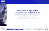 NetFilter et Iptables - Publications · Concept du pare-feu sous Linux Netfilter - Iptables Iptables Principe Syntaxe Application. CFI – Juin 2005 – NetFilter 15 mai 2005 Diapositive