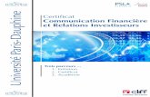 Certificat Communication Financière et Relations ... · • management interculturel : entre culture d’entreprise globale et dif- férenciations locales (10 Septembre) : Philippe