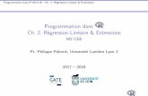 Programmation dans Ch. 2. Régression Linéaire & …risques-environnement.universite-lyon.fr/IMG/pdf/r_ch2_regr_2017... · I une phrase à retenir « A coeﬃcient will be within