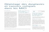 Dépistage des dysplasies et cancers coliques dans les … · 2014-06-24 · Supplémentation en folates (+) ... du dépistage coloscopique des dys-plasies et des CCR dans les MICI.