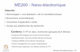 ME200 - Nano-électronique · Contenu: 6 TP en labo. recherche (groupes de 4 élèves) • Analyse technologique de circuits submicroniques • Bioélectronique: mesure/contrôle