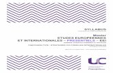 SYLLABUS Master ETUDES EUROPEENNES ET · PDF filesyllabus présentation par unités d’enseignement master etudes europeennes et internationales – presentiels – eei domaine sciences