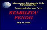 Dipartimento di Ingegneria Civile Università di Pisa … Scavi/10 Scavi pendii.pdf · IPOTESI SEMPLIFICATIVE •Fellenius (forze di interazione con risultante nulla in direzione
