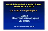 Bases électroppy gqhysiologiques de l’ECGl2bichat2012-2013.weebly.com/.../1/3/9/0/13905422/c14_bases_ecg.pdf · de l’ECG Pr JeanPr Jean ... Les Conventions de l Electrocardiogramme