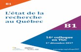 L’état de la recherche au Québec - sqetgc.orgsqetgc.org/wp-content/uploads/2017/10/B1_ColloqueTGC2017.pdf · • Connaissances sur le concept ...