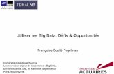 Utiliser les Big Data: Défis & Opportunités Utiliser les Big Data: Défis & Opportunités Françoise Soulié Fogelman Université d’été des Actuaires Les nouveaux enjeux de l’assurance