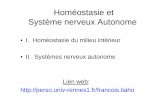 Homéostasie et Système nerveux Autonomeperso.univ-rennes1.fr/francois.tiaho/ESIR2-biol/cours/Homeostasie... · Système sensoriel et hormonal Milieu intérieur 2. Système endocrine