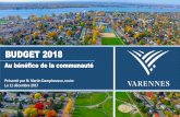 BUDGET 2018 - ville.varennes.qc.caville.varennes.qc.ca/sites/default/files/page/2018_VF_CM... · Nbr ts n. Budget 2018 Répartition de l’évaluation et des revenus de taxation ...