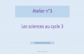Atelier n°3 Les sciences au cycle 3 - ac-strasbourg.fr · Il y a 15 attendus de fin de cycle : • En CM1 et CM2, 4h, soit 2 semaines, peuvent être consacrées au traitement d’un