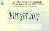 COMMUNE DE MOURS Département du Val D’Oise TOTAUX ==> z}~{ xyD {tts uw@ 92,70% Opérations engagement convention EPF IdF swyx rr@ ENGAGEMENT HORS BUDGET. INVESTISSEMENTS 2017 Opé.