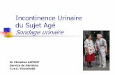 Incontinence urinaire du sujet âgé - · PDF fileIncontinence Urinaire du Sujet Agé Sondage urinaire Dr Christine LAFONT Service de Gériatrie C.H.U. TOULOUSE . Définition L’incontinence