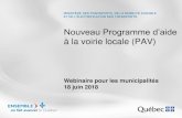 Nouveau Programme d’aide à la voirie locale (PAV) · 1993 Transfert de la voirie locale aux municipalités et mise en place de trois programmes d’aide financière à la voirie