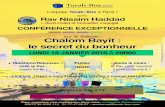 sur le thème : Chalom Bayit : le secret du bonheur · FAMILLE BELILTY L’équipe Torah-Box à Paris ! avec Rav Nissim Haddad > Roch-Collel et Conseiller conjugal CONFÉRENCE EXCEPTIONNELLE