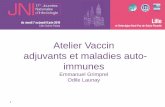 Atelier Vaccin adjuvants et maladies auto- immunes · 2 Déclaration de liens d’intérêt avec les industries de santé en rapport avec le thème de la présentation (loi du 04/03/2002)