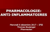 PHARMACOLOGIE: ANTI-INFLAMMATOIRES UE 2.11S3... · 2018-08-16 · 2. Anti-Inflammatoires Non Stéroïdiens = AINS Indications –Traitement symptomatiques au long cours: rhumatisme
