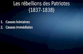 Les rébellions des Patriotes (1837-1838)L’acte constitutionnel (1791) •L'Acte constitutionnel est entré en vigueur le 6 décembre 1791 et vient annuler l'Acte de Québec de 1774