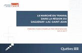 Le marché du travail dans la région du Saguenay-Lac-Saint-Jean · 2014-10-17 · Le marché du travail dans la région du Saguenay – Lac-Saint-Jean Perspectives d’emploi par