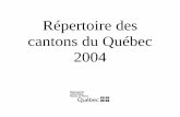 MRNFP - Répertoire des cantons du Québec 2004 · nom du canton position hectares proclamation rÉgion °' °'