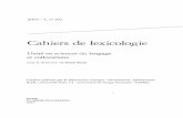 Cahiers de lexicologie - RUA, Repositorio …...2013-1, 0 102 Cahiers de lexicologie Unité en sciences du langage et collocations sous la direction de Salah Mejri Cahiers publiés