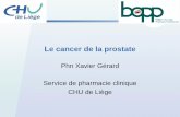 Phn Xavier Gérard Service de pharmacie clinique CHU de Liège 2011 Le cancer... · •Toucher rectal (nodule) •Echographie endo-rectale +- Doppler (vascularisation) •Biopsie
