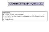 14- Identités remarquables · 2016-04-14 · IDENTITÉS REMARQUABLES OBJECTIFS : Rappel double distributivité Connaitre les identités remarquables en développement et factorisation