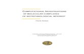 COMPUTATIONAL INVESTIGATIONS OF MOLECULAR COMPLEXES OF BIOTECHNOLOGICAL INTEREST · 2014-04-30 · COMPUTATIONAL INVESTIGATIONS OF MOLECULAR COMPLEXES OF BIOTECHNOLOGICAL INTEREST