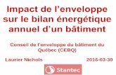 sur le bilan énergétique‚timent-et-lefficacité...sur le bilan énergétique annuel d’un bâtiment Conseil de l’enveloppe du bâtiment du Québec (CEBQ) Laurier Nichols 2016-03-30