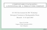 COMPOSTABLE PACKAGING : A POTENTIAL OR A THREAT FOR … · 2016-03-30 · EU-DG Environment & JRC Workshop Biological Treatment of Biodegradable Waste Brussels 8-10 April 2002 Bruno