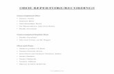 OBOE REPERTOIRE/RECORDINGSjohnbenzer.com/wp-content/uploads/2020/02/OBOE.pdf · 2020-02-06 · OBOE REPERTOIRE/RECORDINGS Unaccompanied Oboe • Fantasy, Arnold • Sequenza, Berio