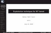 Exploitation techniques for NT kernel...Exploitation techniques for NT kernel Adrien ‘Adr1’ Garin Introduction General concepts Internals Exploitation Stack overﬂow Integer overﬂow