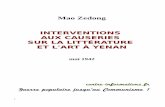 Mao Zedong - INTERVENTIONS AUX CAUSERIES Mao Zedong INTERVENTIONS AUX CAUSERIES SUR LA LITT£â€°RATURE